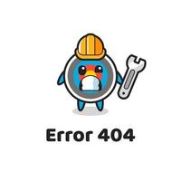 erreur 404 avec la mascotte mignonne de tir à l'arc cible vecteur