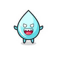 illustration du personnage de mascotte de goutte d'eau maléfique vecteur