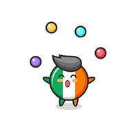 l'irlande drapeau insigne cirque dessin animé jonglant avec une balle vecteur