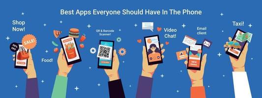 bannière horizontale des applications pour smartphone vecteur