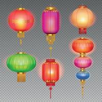 ensemble réaliste de lanternes chinoises
