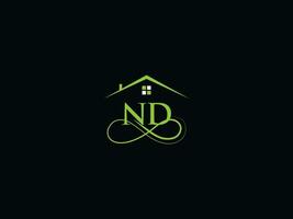 réel biens nd logo image, luxe nd moderne bâtiment lettre logo vecteur