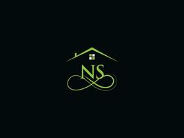 réel biens ns logo image, luxe ns moderne bâtiment lettre logo vecteur