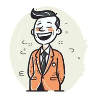 souriant homme d'affaire dans costume. vecteur illustration dans griffonnage style