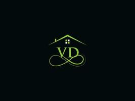 luxe vd réel biens logo lettre, initiale vd logo bâtiment icône conception pour vous vecteur