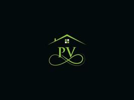 bâtiment pv luxe logo, réel biens pv logo icône vecteur pour vous affaires