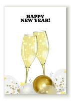 content Nouveau année fête félicitations conception avec réaliste 3d Champagne verre vecteur