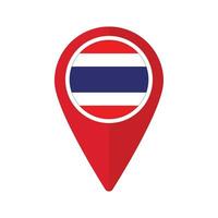 Thaïlande drapeau sur carte marqueur icône isolé vecteur