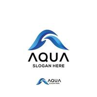 logo aqua, le concept est de combiner la lettre a avec la vague vecteur