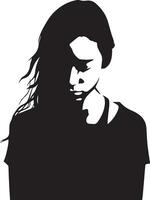 triste femme vecteur silhouette illustration, dérangé femme vecteur, tension femme vecteur