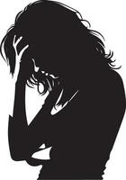 triste femme vecteur silhouette illustration, dérangé femme vecteur, tension femme vecteur