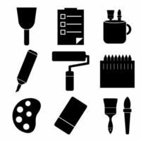 vecteur d'icône de jeu d'outils de peinture icon partie 2 - style noir