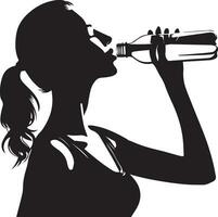 femme boisson l'eau vecteur silhouette illustration 8