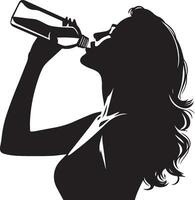 femme boisson l'eau vecteur silhouette illustration 5