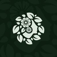 visage femmes silhouette botanique ornement logo conception vecteur
