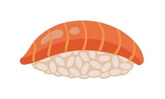 Nigiri vecteur icône. savoureux Japonais Sushi avec riz et Frais saumon. traditionnel asiatique poisson Rouleaux, brut Fruit de mer apéritif. main tiré illustration isolé sur blanche. plat dessin animé clipart pour imprimer, la toile