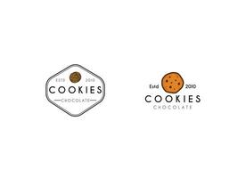 logo de cookies créatifs. logo de biscuits au chocolat. logo vectoriel d'entreprise génial.