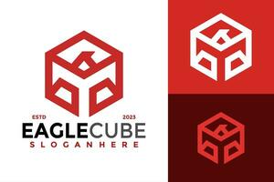 Aigle oiseau cube logo conception vecteur symbole icône illustration