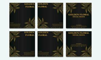 ensemble de d'or floral social médias modèle. adapté pour social médias poste, la toile bannière, couverture et carte vecteur