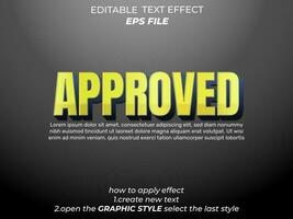 approuvé 3d modifiable texte effet, texte style vecteur modèle