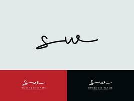 sw moderne luxe logo, initiale sw Signature lettre logo pour magasin vecteur