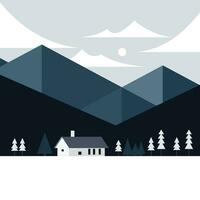 magnifique moderne minimaliste hiver paysage la nature colline arbre avec Montagne affiche bannière illustration vecteur