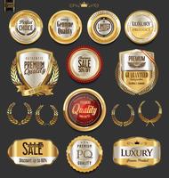 Insignes et étiquettes de luxe premium doré vecteur