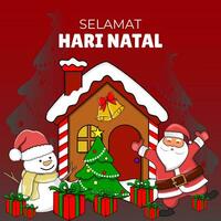 selamat hari natal, joyeux Noël. salutation carte, affiche vecteur