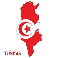 Tunisie nationale drapeau en forme de comme pays carte vecteur