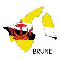brunei nationale drapeau en forme de comme pays carte vecteur