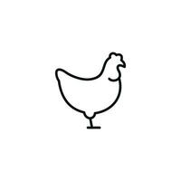 poulet ligne icône isolé sur blanc Contexte vecteur