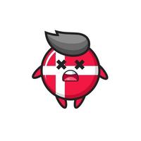 le personnage de mascotte d'insigne de drapeau du danemark mort vecteur