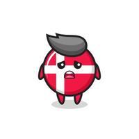 expression déçue de la caricature de l'insigne du drapeau du danemark vecteur
