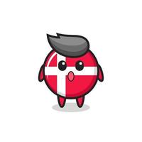 l'expression étonnée de la caricature de l'insigne du drapeau du danemark vecteur