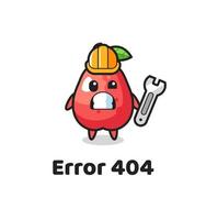 erreur 404 avec la mascotte mignonne de pomme d'eau vecteur