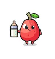 personnage de dessin animé de pomme d'eau de bébé avec une bouteille de lait vecteur