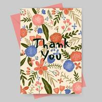 remercier vous carte avec coloré fleur illustration vecteur
