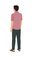 Indien village homme retour angle vue personnage illustration pour animation vecteur