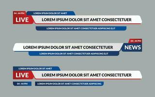 nouvelles inférieur troisième vecteur design.set bannière et inférieur troisième pour nouvelles et en direct. bas troisième pour diffuser et en ligne médias