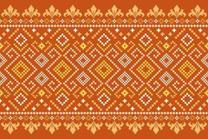 Orange millésimes traverser point traditionnel ethnique modèle paisley fleur ikat Contexte abstrait aztèque africain indonésien Indien sans couture modèle pour en tissu impression tissu robe tapis rideaux et sarong vecteur