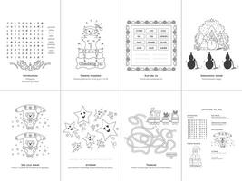 ensemble de Sept Jeux. Noël thème. Jeu et coloration page pour enfants. danois langue. vecteur illustration. ensemble non. 3.