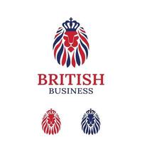 tête de lion britannique avec couronne de roi pour l'angleterre modèle de conception de logo britannique vecteur