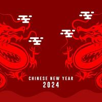 chinois Nouveau année 2024, année de le dragon. collection de chinois Nouveau année affiches, salutation carte dessins avec chinois zodiaque dragon. vecteur