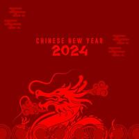 chinois Nouveau année 2024, année de le dragon. collection de chinois Nouveau année affiches, salutation carte dessins avec chinois zodiaque dragon. vecteur