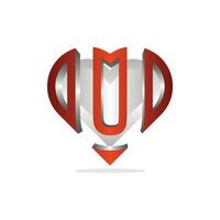 initiale u l'amour moderne conception, lettre logo conception modèle 3d style illustration, adapté pour votre entreprise vecteur