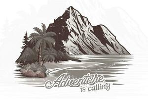 aventure est appel ancien Montagne t chemise impression illustration vecteur