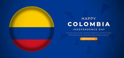 content Colombie indépendance journée conception papier Couper formes Contexte illustration pour affiche, bannière, publicité, salutation carte vecteur