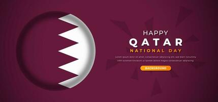 content Qatar nationale journée conception papier Couper formes Contexte illustration pour affiche, bannière, publicité, salutation carte vecteur