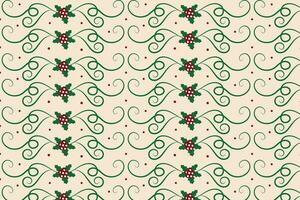 Noël s'épanouit tourbillonne houx feuilles sans couture modèle, hiver ambiance baie feuille moderne Noël modèle, vacances vert fleuri Noël modèle, emballage papier vacances houx impression en tissu vecteur