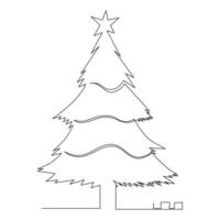 Noël arbre continu Célibataire ligne contour vecteur art illustration